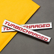 2x Metal Chrome TURBOCHARGED Emblem Red Rear Trunk Turbo Badge Car Engine Decal