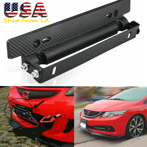 No Drill Carbon Fiber Front Adjust License Plate Mount Bracket for Honda Acura