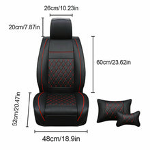 Black/Red 7pc Car SUV Seat Cover PU Leather 5-Seats Front+Rear Cushion & Pillows