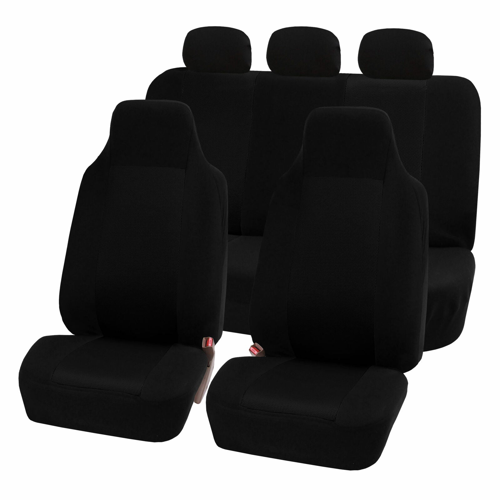 Highback Seat Covers Seat For Car SUV Auto Van Full Set Solid Black