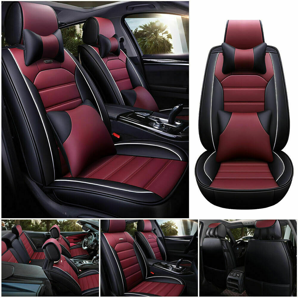 PU Leather Car Seat Cover Full Surround Protector 5-Sit Universal Auto Cushion