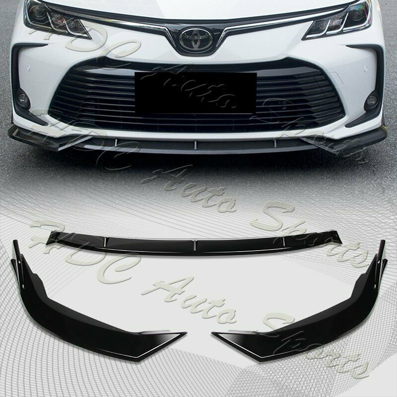 For 2019-2020 Toyota Corolla Painted Black Front Bumper Body Spoiler Lip 3PCS