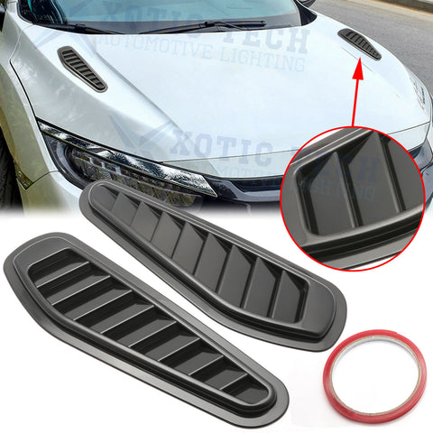 2x Black JDM Air Flow Vent Bonnet Hood Scoop Decor Cover Trims For Honda Civic