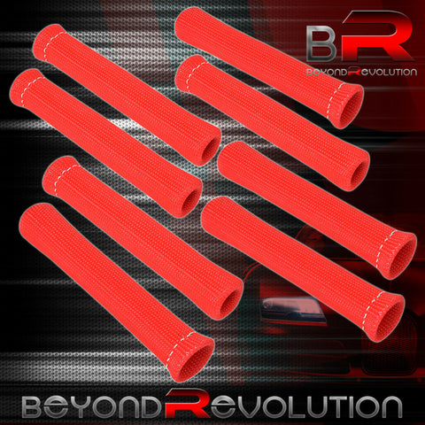 For Vw 8Pcs High Temp Spark Plug Wire Boot Heat Shield Blanket Sport Set Red