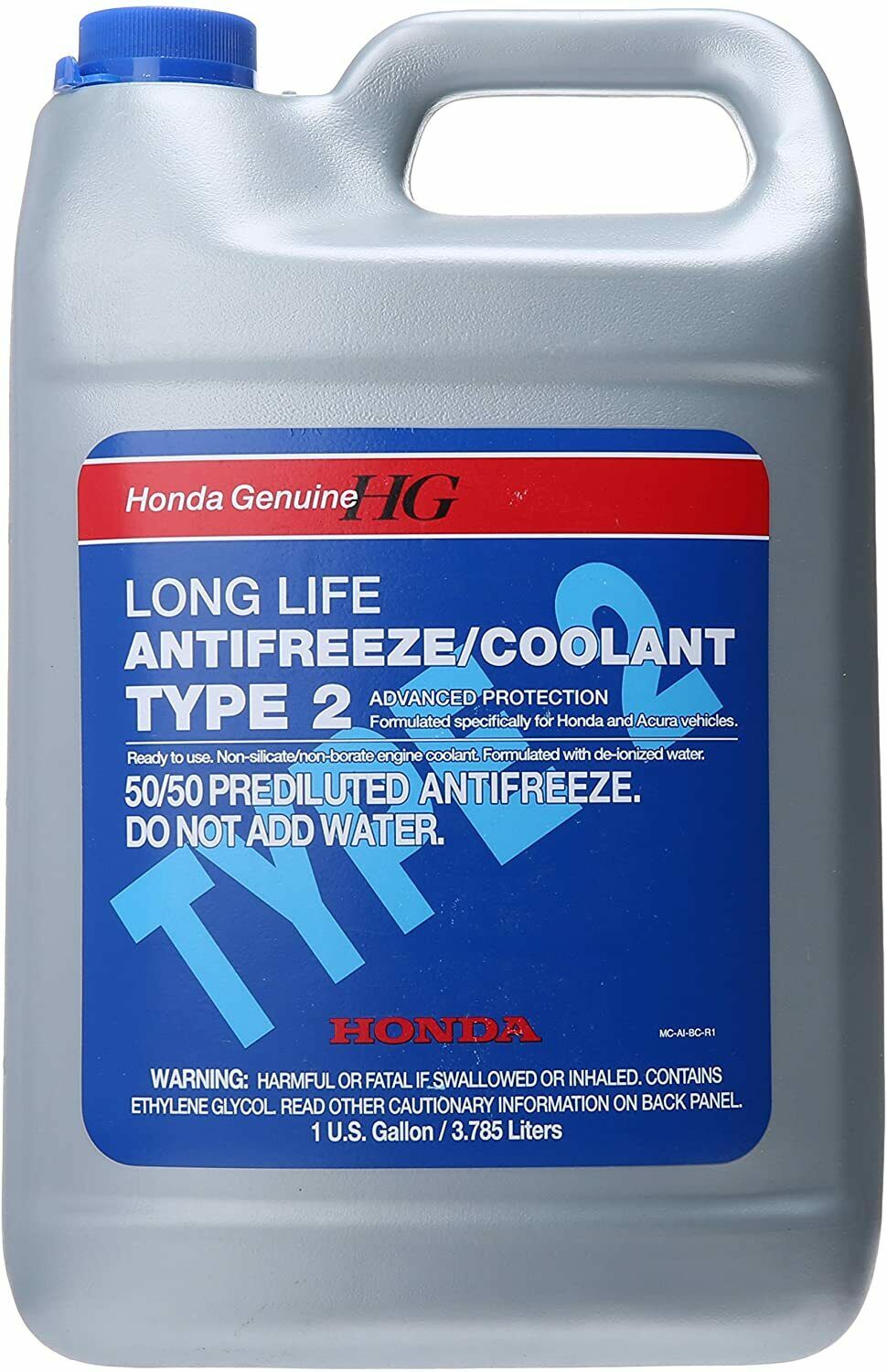 Genuine Honda OL999-9011 Antifreeze/Coolant; Type 2, Blue 1 Gallon New Free Ship
