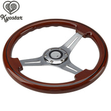 14inch Alloy Wood Grain Trim Classic Wooden Chrome Spoke Steering Wheel Wooden