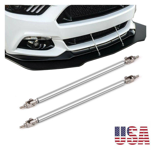 8''-11'' Adjustable Bumper Splitter Lip Spoiler Strut Support Rod Tie Bar SILVER