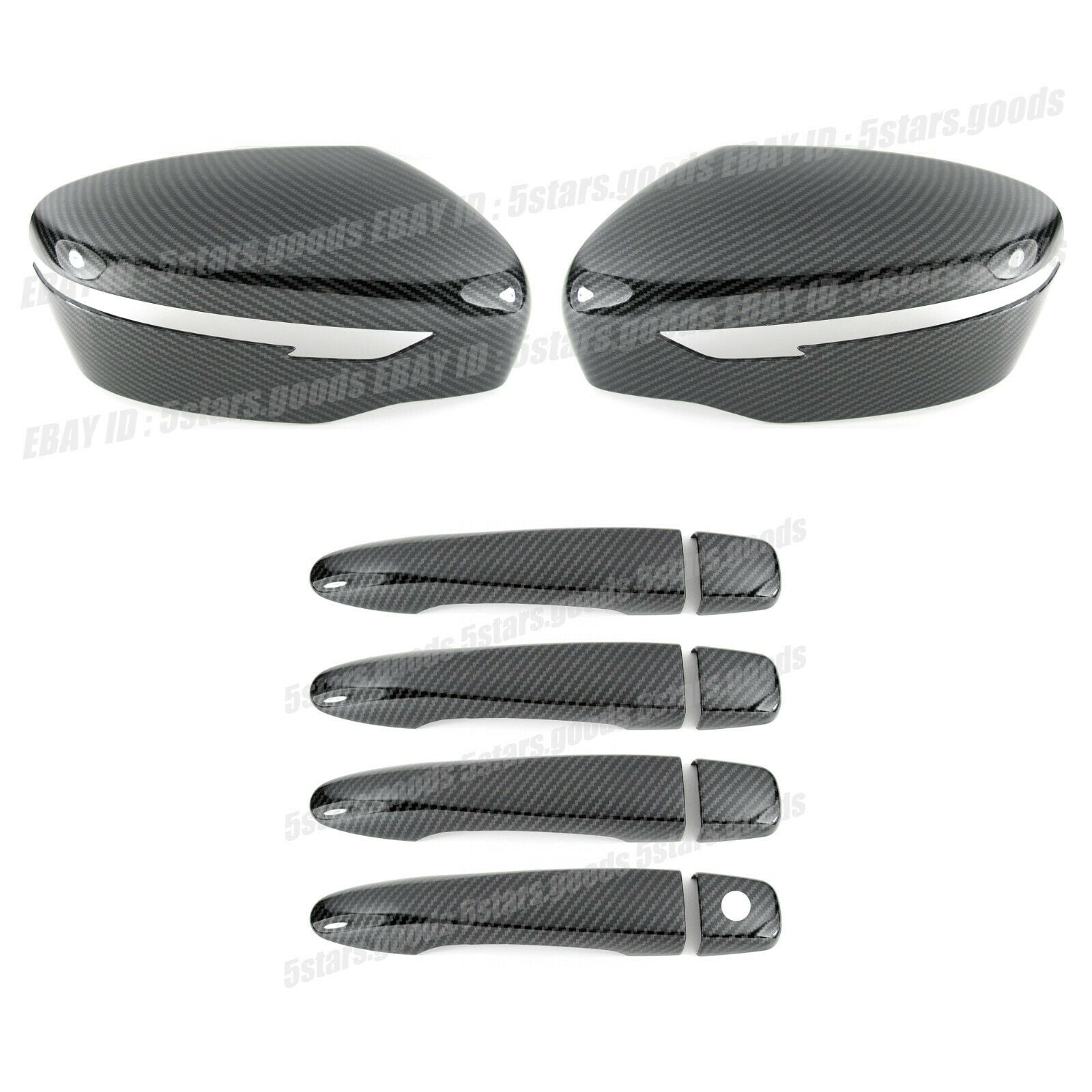 Carbon Fiber Side Mirror + Door Handle Covers Trims For 2014-2020 Nissan Rogue