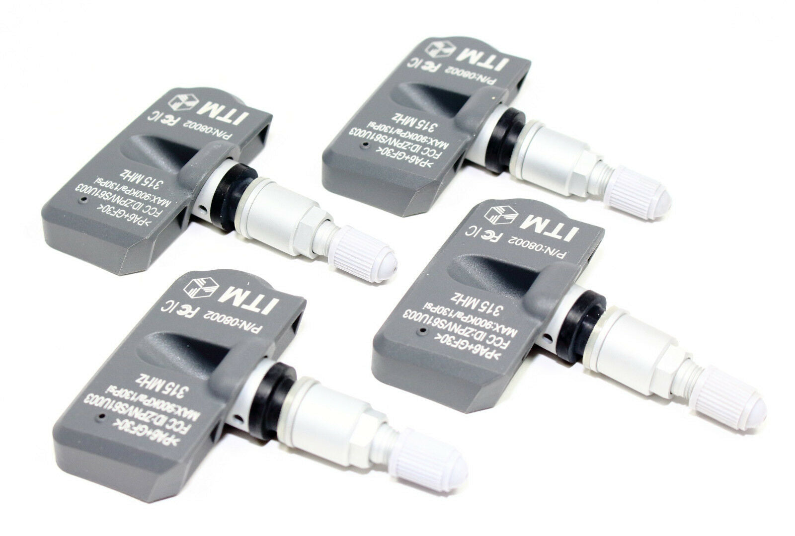4 TPMS Tire Pressure Sensors Toyota Tacoma 315mhz Silver Aluminum Valve Stems