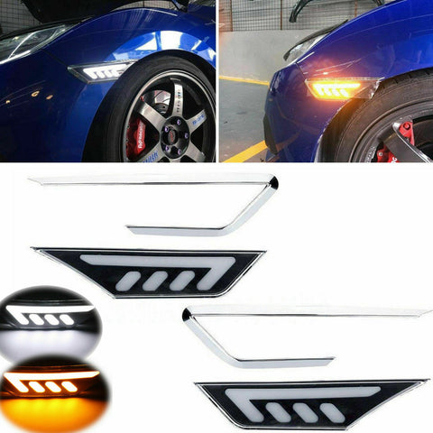 2x White Amber COB Smoke Bumper Side Marker Light Lamp for Honda Civic 2016-2020