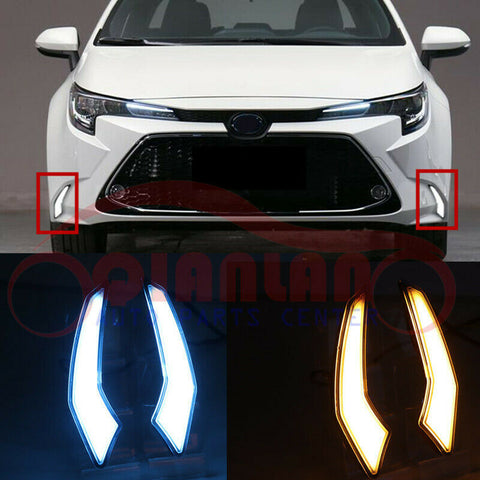 2pcs Front Bumper Fog Lamp(DRL)LED 3-Function 3-Colors For Toyota Corolla 2020