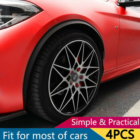 4Pcs Carbon Fiber Wheel Eyebrow Anti scratch Decor Lip Trim Sticker Universal