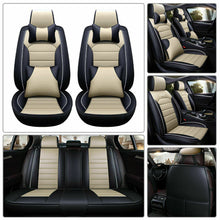 Car Seat Covers Top PU Leather Front & Rear Full Set Universal for 5-Seats Cars