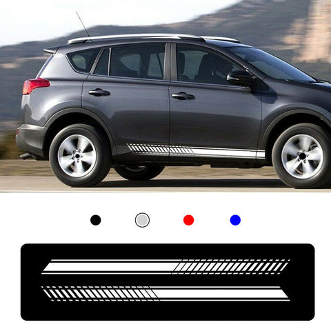 For Toyota RAV4 Car Body Sticker Vinyl Side Skirt Sticker Decals white 2pcs