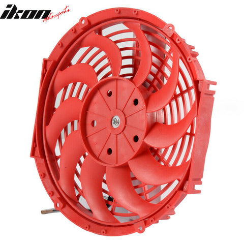 Universal 12 in Pull Push Electric Radiator Engine Cooling Fan W/ Mount Kit Red