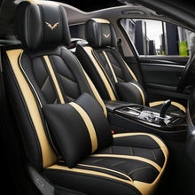 Black+Blue PU Leather Car Seat Covers Full Set Front Rear Cushions Mat Protector