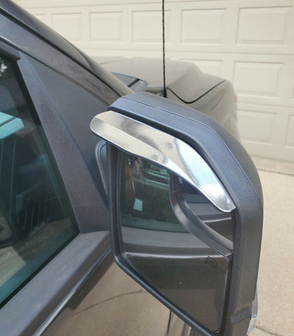 Two Piece Chrome Silver Mirror Rain Visor Guard For Toyota Models