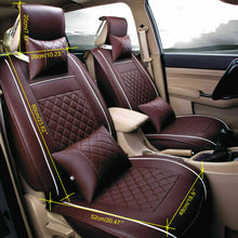 Car Seat Cover PU Leather 5-Seats Front+Rear Cushion W/Pillows Set Accessories