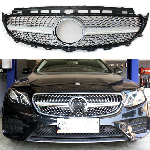 Front Grille For Mercedes Benz W213 E-Class Gloss Black 2016-2018 Diamond Silver