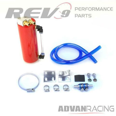 Rev9(AC-009-RED) Universal Aluminum Oil Catch Can with Hose Kit, 750ML for TO...