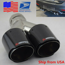 DIY 63mm Inlet Carbon Fiber Car Dual Exhaust Pipe Muffler Tip Cover Tail Throat