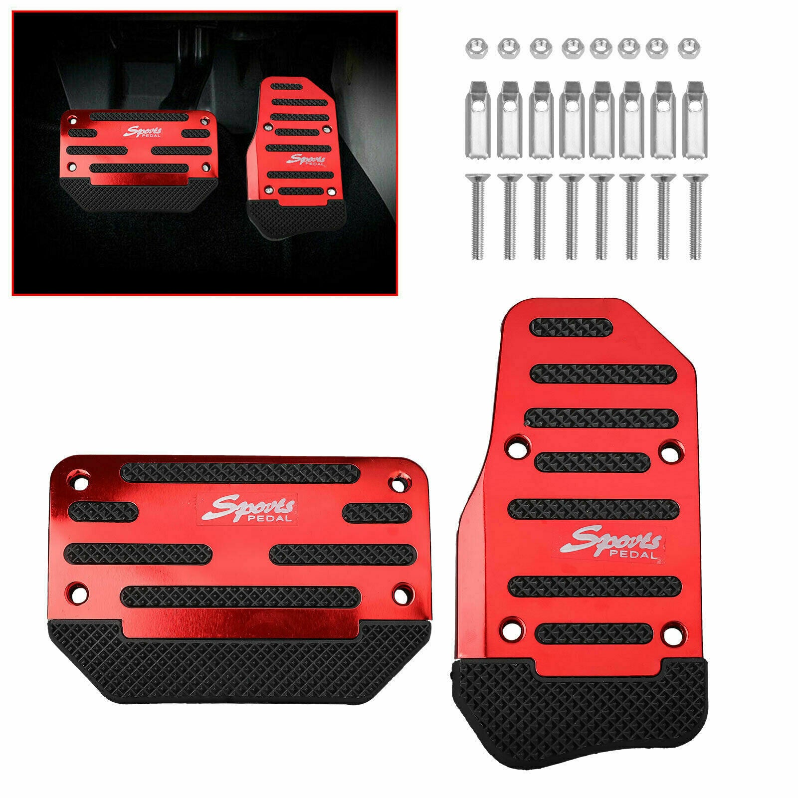 Universal Non-Slip Automatic Car Gas Brake Foot Pedal Pad Cover Accelerator Red