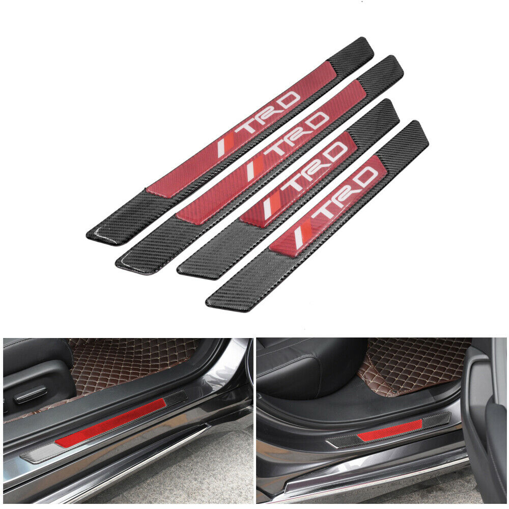 4PCS Carbon Fiber Car Door Scuff Sill Cover Panel Step Protector For TRD