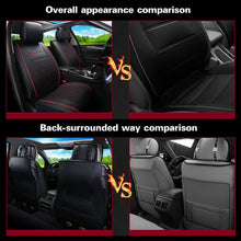PU Leather Car Seat Cover Mat Rear+Front Black W/ Red Size L for 5 Seats Auto