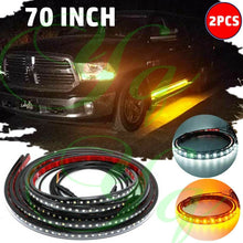 70" Running Board LED Light Side Step Amber White Strip For Toyota Tundra Tacoma
