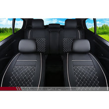 From US Car Seat Cover Size M PU Leather 5-Seats Front & Rear Cushion W/pillows