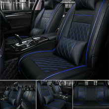 Blue Suture Car Auto Seat Cover Top Leather Universal 5-Seats Front+Rear Cushion