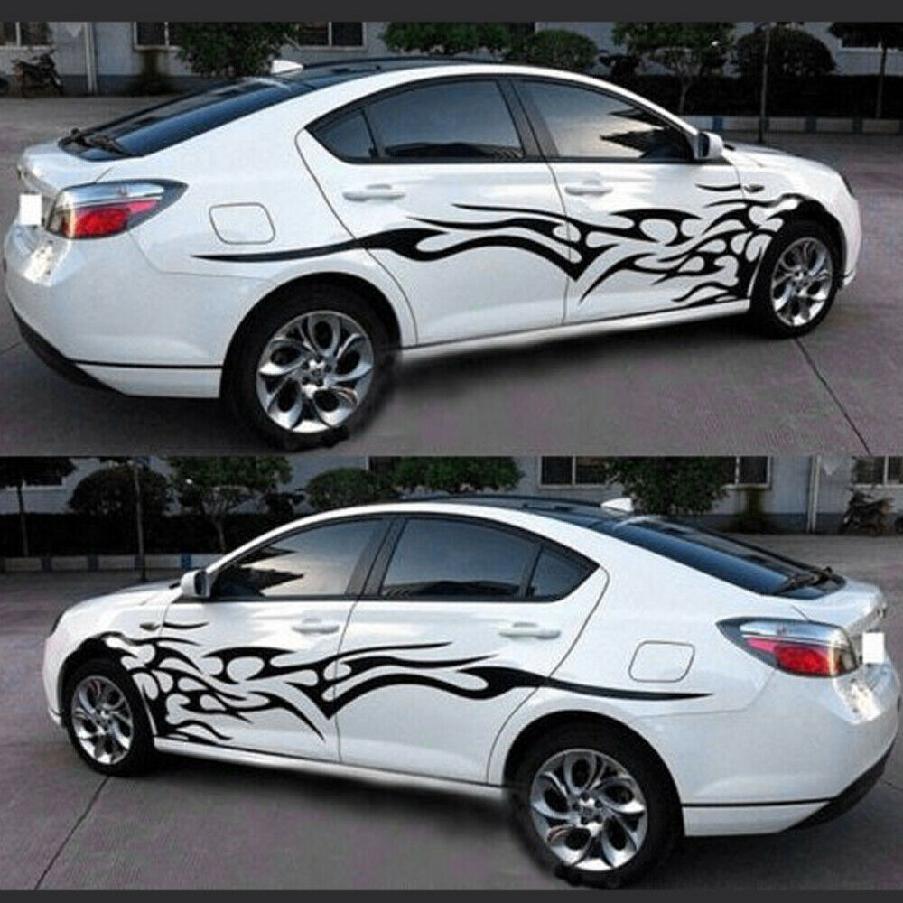2× Black Vinyl Graphics Sticker Decal Side Body Decoration Trims Car Accessories