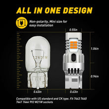 Amber 7440 Anti Hyper Flash LED Turn Signal Parking Light Bulbs Extreme Bright