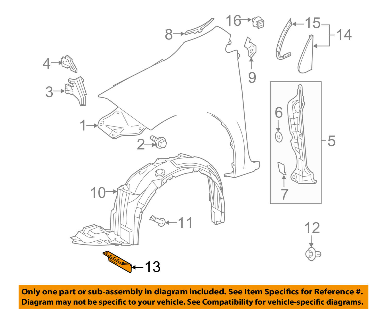 TOYOTA OEM 14-16 Corolla-Fender Liner Pad Air Deflector Spolier Left 5385202120
