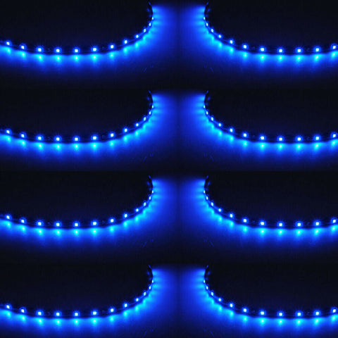 8Pcs/Set Flexible 12V 15LED SMD Waterproof Car Grille Decor Lights Strip Blue