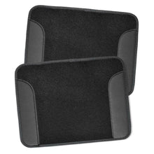 Car Seat Covers Set Black Charcoal Grey w/ PU Leather Trim Carpet Pad Floor Mats