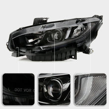 For 2016-2020 Honda Civic Black Halogen Projector Headlights Headlamps Pair Set