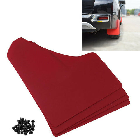 4pcs Car Splash Mud Flaps Guards Fender Red + 20pcs Fastening Rivets Accessories