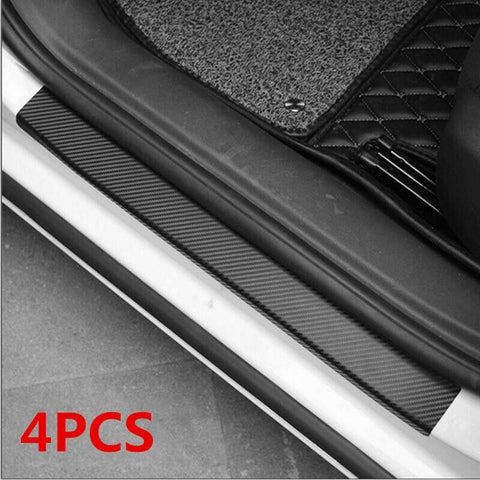 4x Accessories Car Stickers Carbon Fiber Vinyl Auto Threshold Anti Scratch Cover