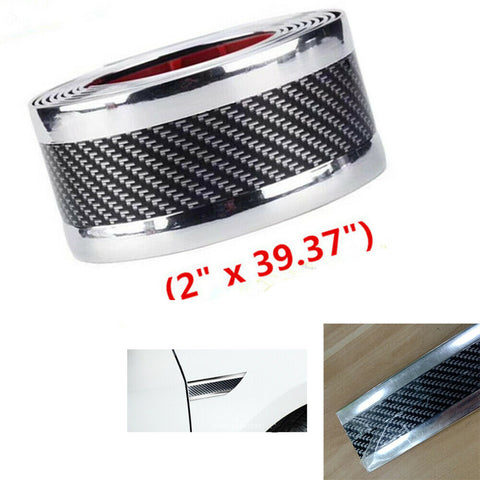 Carbon Fiber Vinyl Car Door Sill Scuff Plate Sticker Protector Parts Accessories