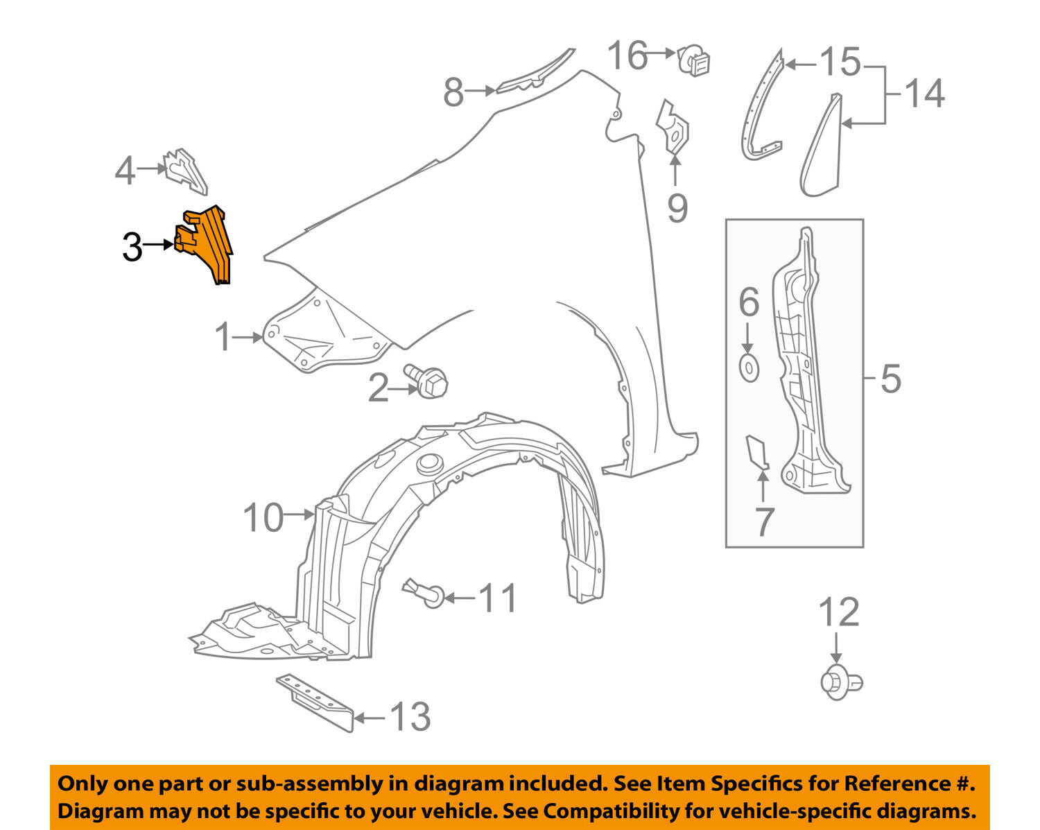 TOYOTA OEM 14-18 Corolla-Fender Guide Right 5315302020