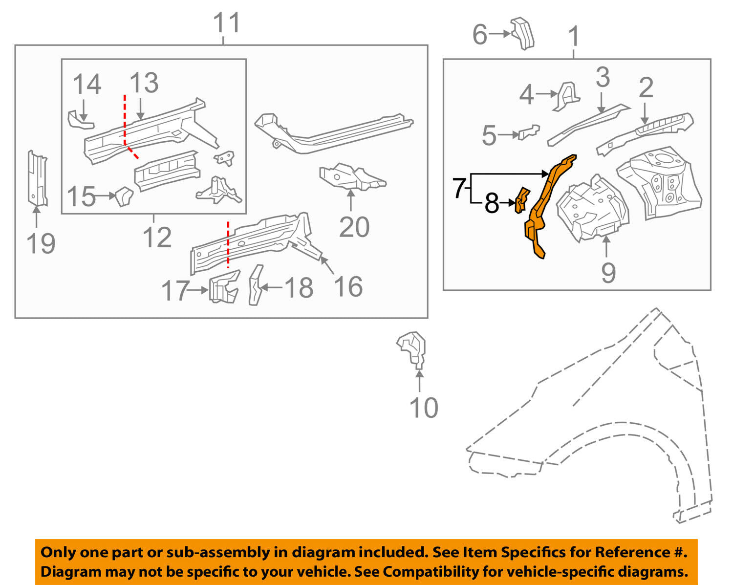 TOYOTA OEM 16-18 Prius FENDER-Apron Reinforcement Left 5370647901