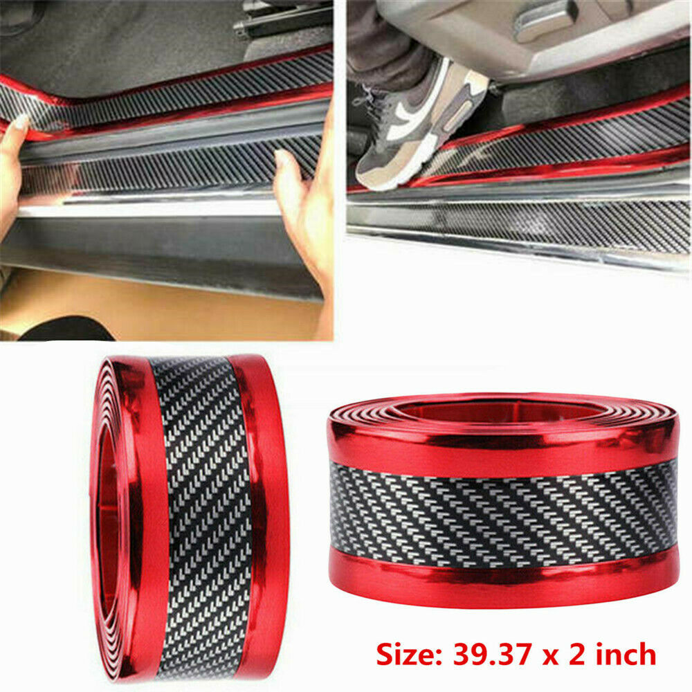 Accessories Car Sticker Door Sill Protector Rubber Plate Carbon Fiber Cover Trim