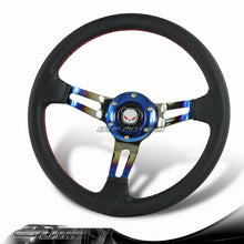 350MM Drift Titanium Red Stitched Black Leather 3-Spoke Racing Steering Wheel