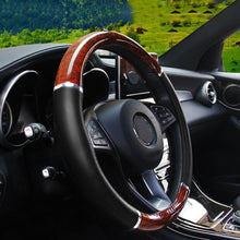 Wood Grain Car Steering Wheel Cover for Auto SUV Luxury Grip Syn Leather 38cm