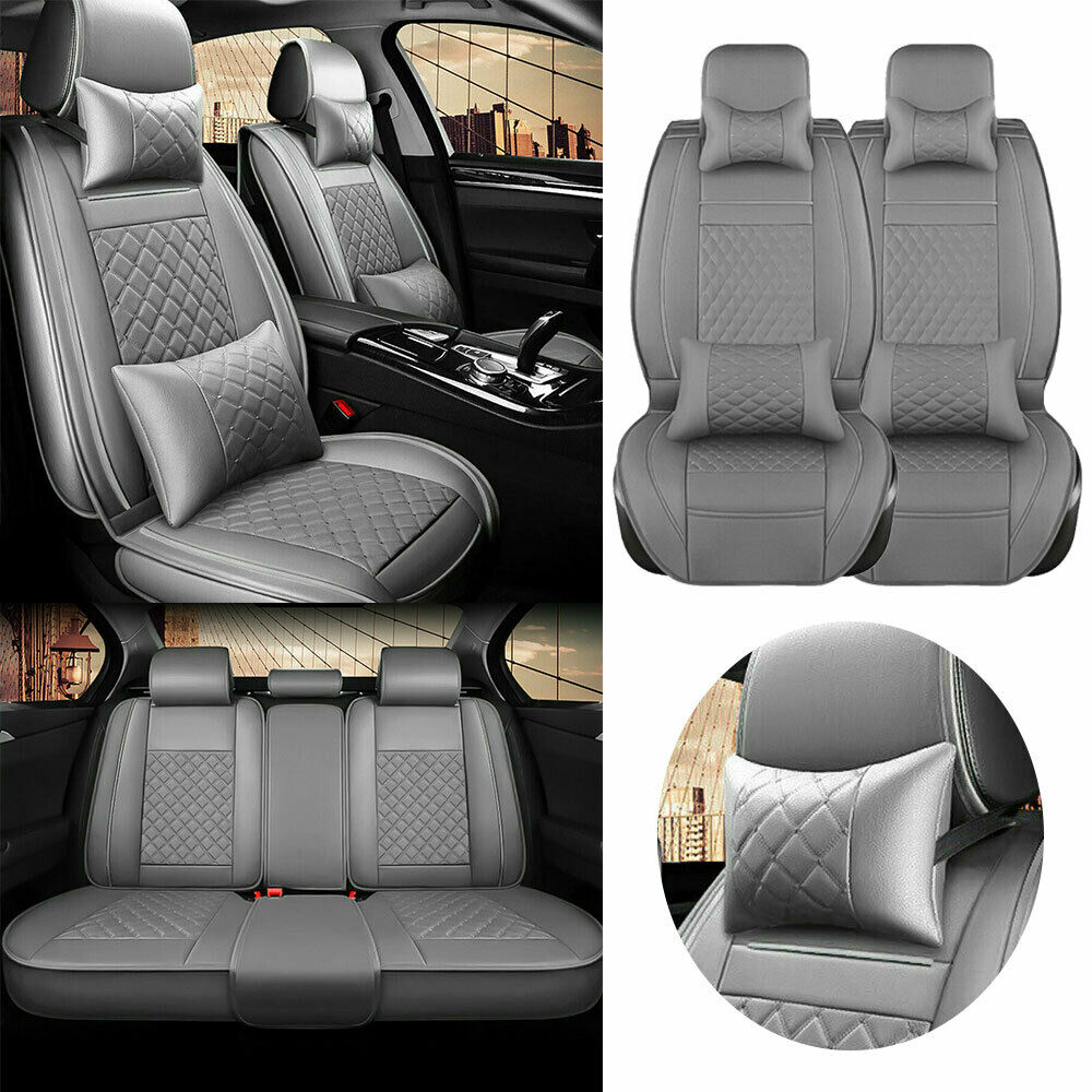 Gray Universal 5-Seats Car Seat Covers Protectors Universal Front Rear Cushions