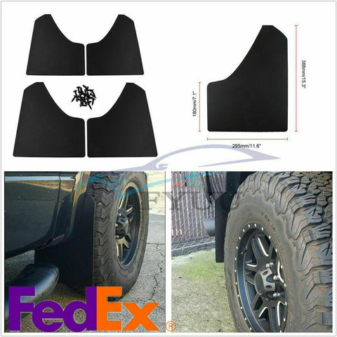 4 Pcs Universal Car Mud Flaps Black Splash Guards w/20*6mm Fastener Rivet Clips