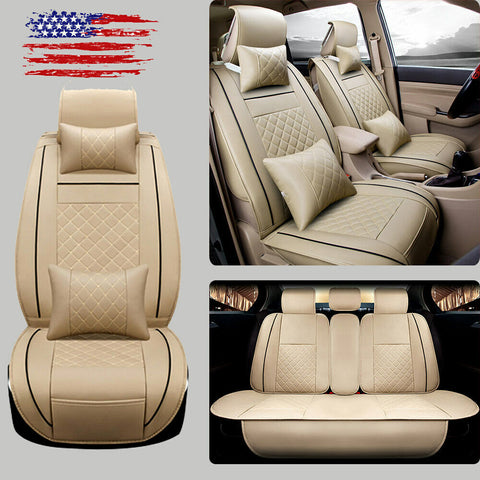 5-Sit Car Seat Covers Cushions Comfortable Protector w/Pillow Full Set Universal