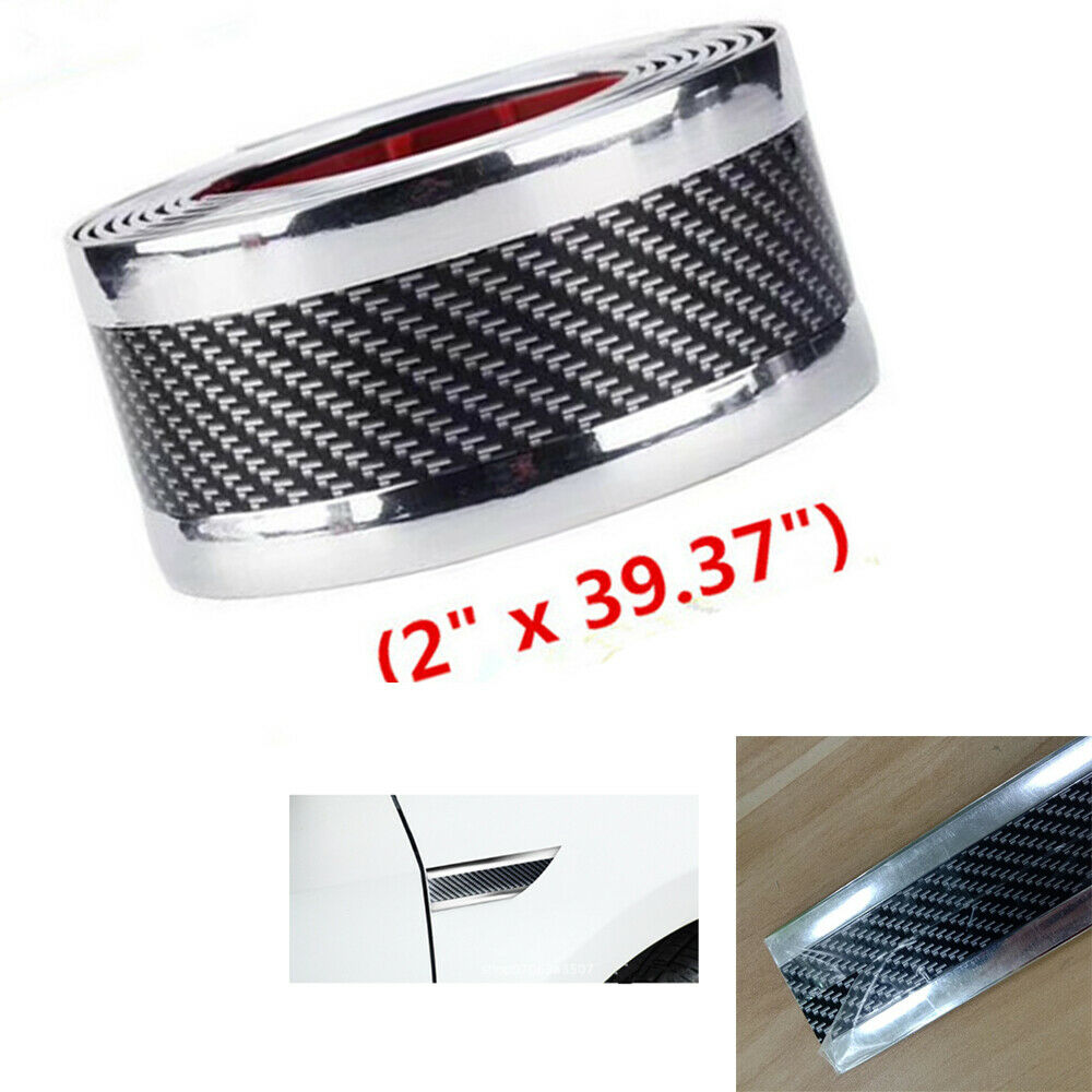Carbon Fiber Vinyl Car Door Sill Scuff Plate Sticker Protector Parts Accessories
