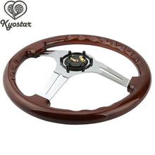 14inch Alloy Wood Grain Trim Classic Wooden Chrome Spoke Steering Wheel Wooden